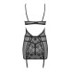 OBSESSIVE BASITTA CHEMISE AND THONG BLACK