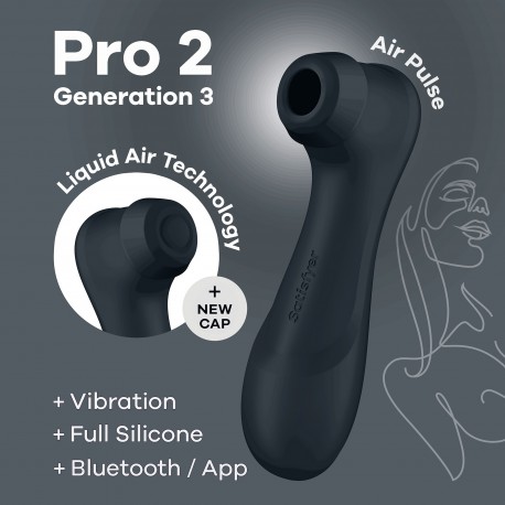 ESTIMULADOR PRO 2 GEN 3 SATISFYER CON CONNECT APP NEGRO