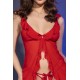 CHILIROSE BABYDOLL AND THONG CR-4696 RED