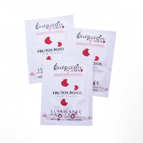 20 MONODOSIS DE LUBRICANTE CON SABOR A FRUTOS ROJOS 5ML TENTACIÓN PLAY SEX