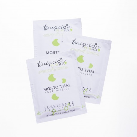 20 MONODOSES DE LUBRIFICANTE COM SABOR A MOJITO THAI 5ML TENTACIÓN PLAY SEX