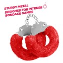 CRUSHIOUS SPANGLE METAL CUFFS WITH PLUSH RED