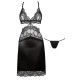 BEAUTY NIGHT FASHION ADELAIDE CHEMISE AND THONG BLACK