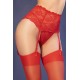 LIGUERO Y TANGA CON MEDIAS CR-4718 ROJO CHILIROSE