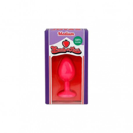 PLUG ANAL DE SILICONE COM JOIA ROSA CANDY LUST