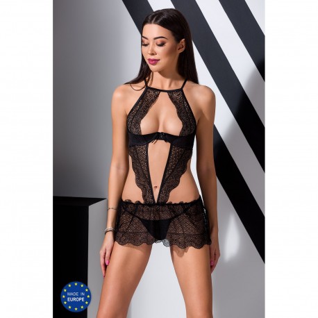 PASSION YONA CHEMISE AND THONG BLACK 